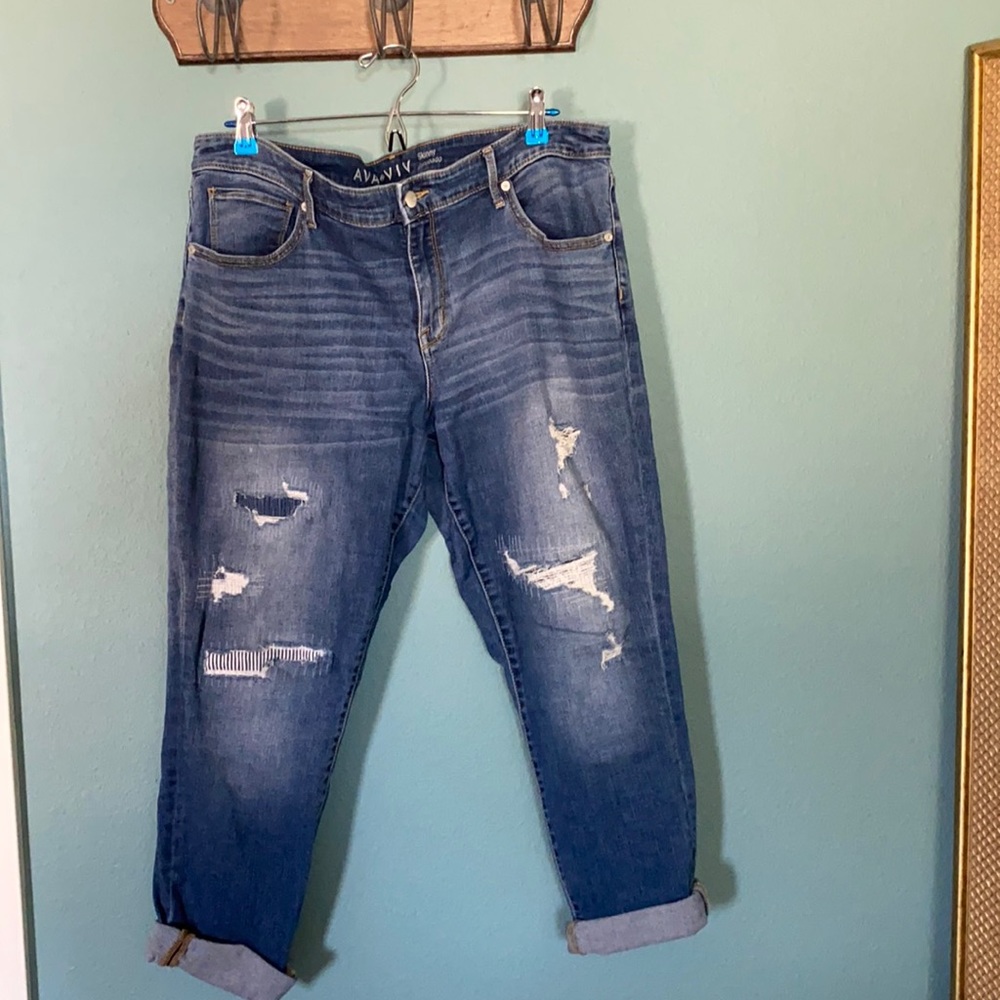 Ava & Viv size 16 jeans distressed Capri